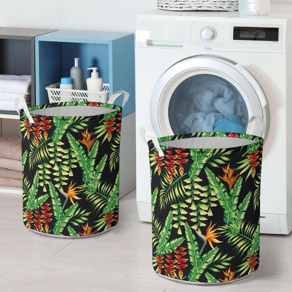 Hawaiian Flower Tropical Palm Leaves Laundry Basket