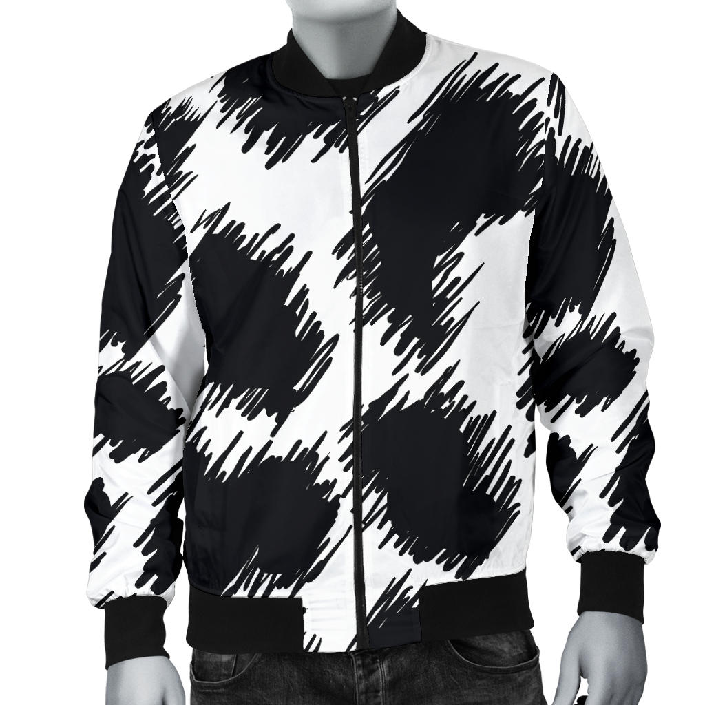 Cheetah Black Print Pattern Men Bomber Jacket