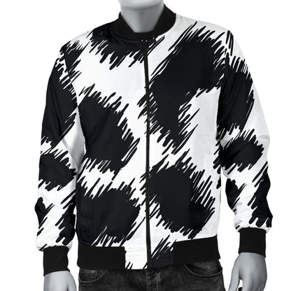 Cheetah Black Print Pattern Men Bomber Jacket