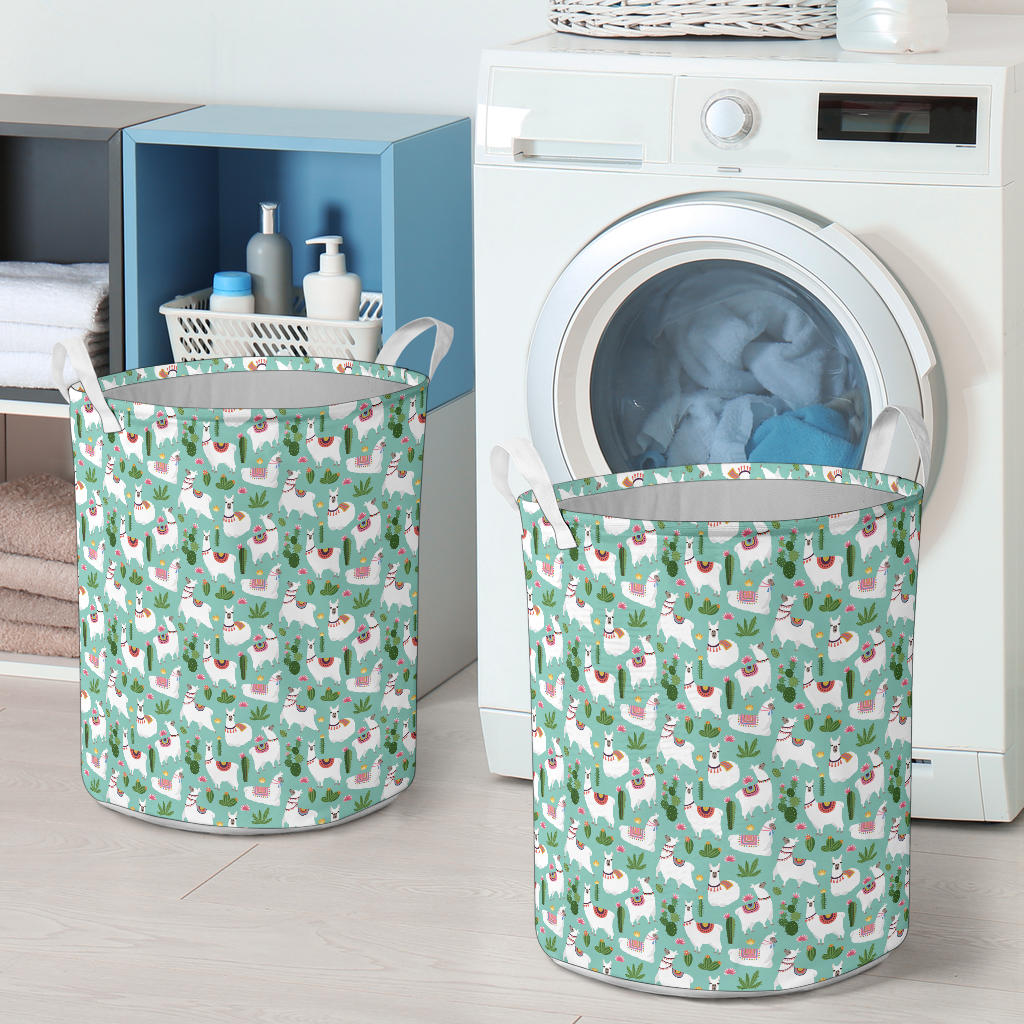 Llama with Cactus Themed Print Laundry Basket