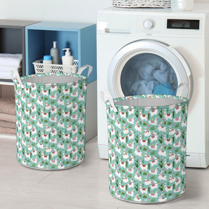 Llama with Cactus Themed Print Laundry Basket