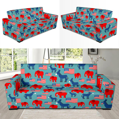 Donkey Red Elephant Pattern Print Design 03 Sofa Slipcover