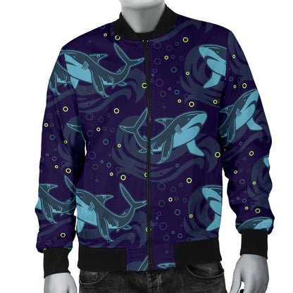 Shark Themed Print Men Bomber Jacket