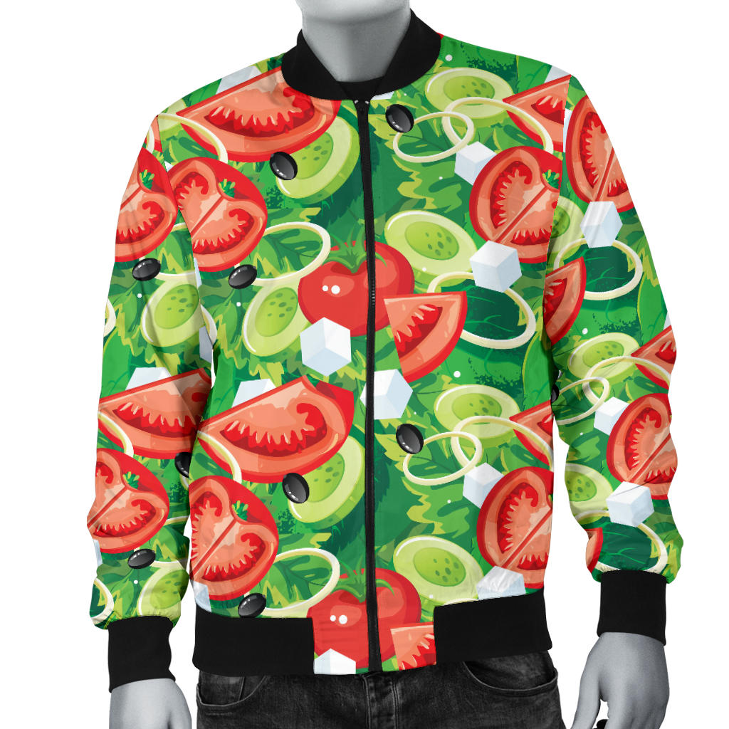 Vegan Salad Themed Design Print Men Bomber Jacket