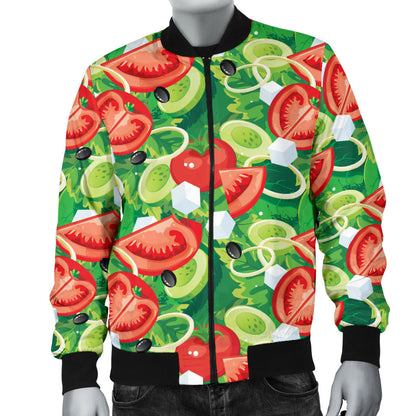 Vegan Salad Themed Design Print Men Bomber Jacket