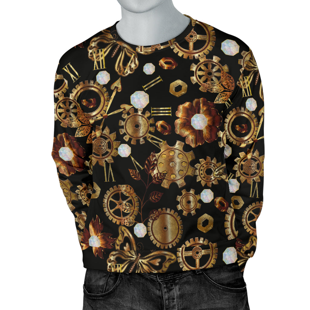 Steampunk Butterfly Design Themed Print Men Long Sleeve Sweatshirt