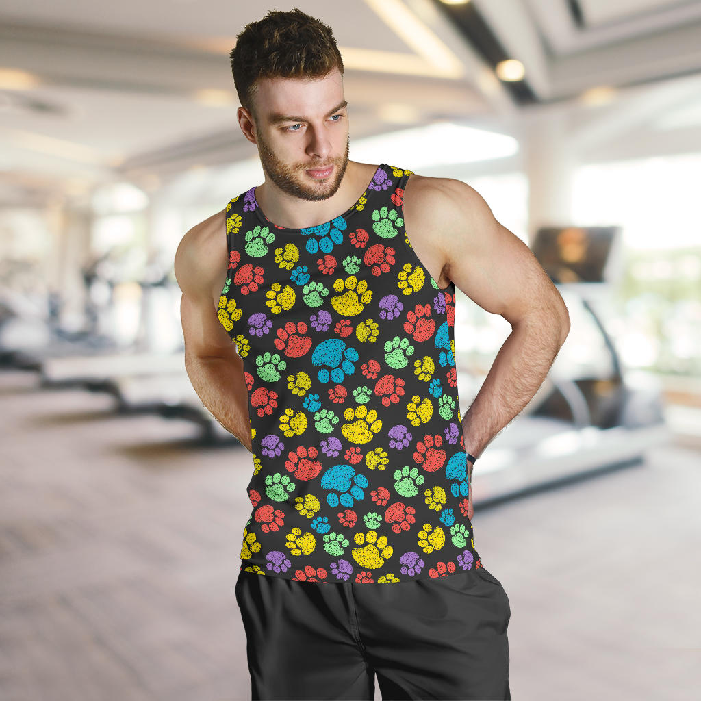 Paw Colorful Print Men Tank Top