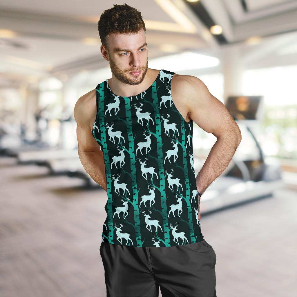 Deer Jungle Print Pattern Men Tank Top