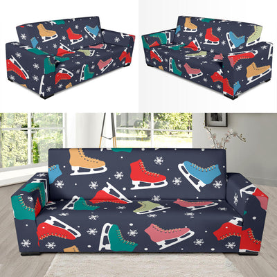 Ice Skate Pattern Print Design 04 Sofa Slipcover