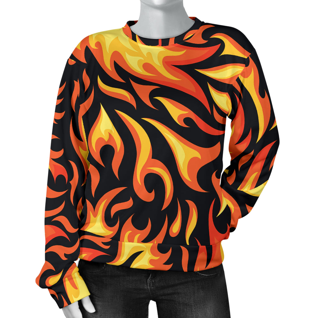 Flame Fire Design Pattern Women Long Sleeve Sweatshirt