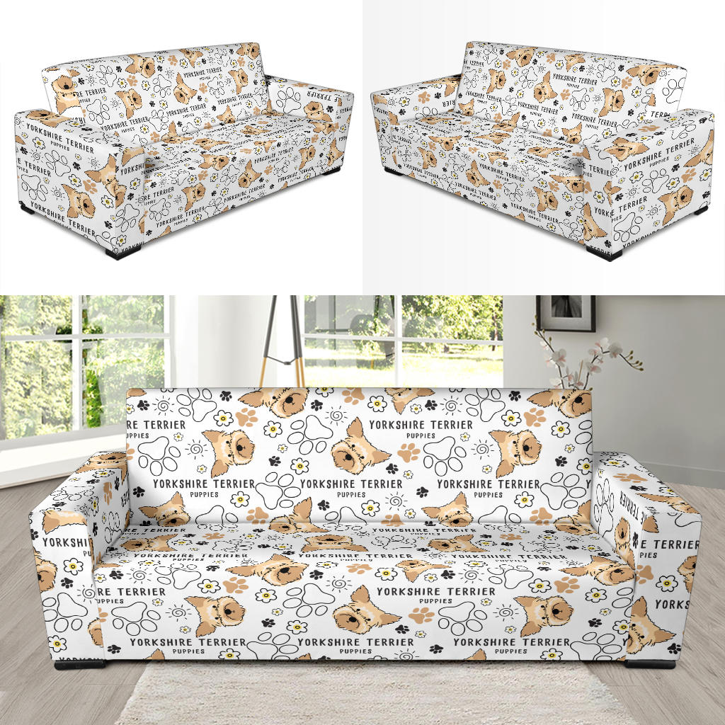 Yorkshire Terriers Print Design LKS308 Sofa Slipcover