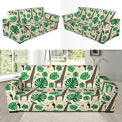 Rainforest Giraffe Pattern Print Design A02 Sofa Slipcover