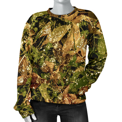 Camo Realistic Tree Forest Texture Print Women Long Sleeve Sweatshirt