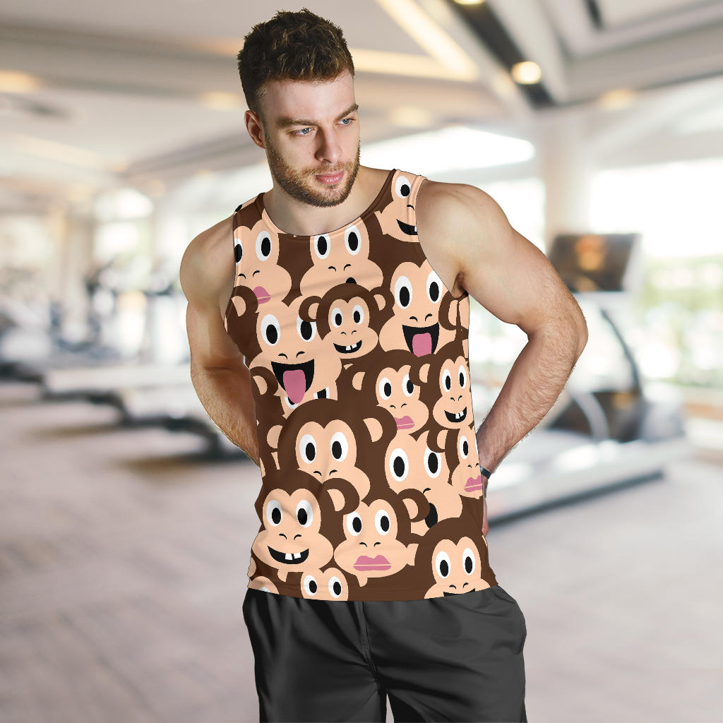 Emoji Monkey Print Pattern Men Tank Top