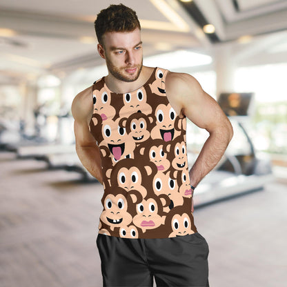 Emoji Monkey Print Pattern Men Tank Top