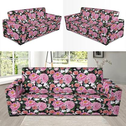 Dahlia Pattern Print Design 02 Sofa Slipcover
