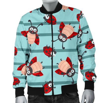 Ladybug Happy Print Pattern Men Bomber Jacket