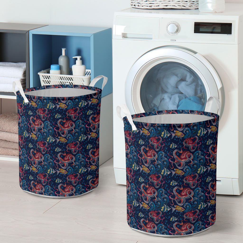 Octopus Deep Sea Print Themed Laundry Basket