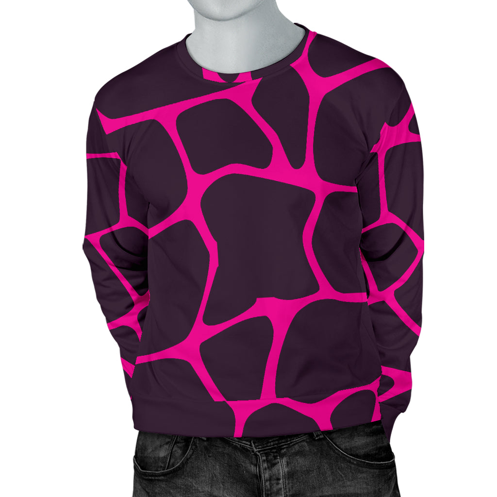 Giraffe Pink Background Texture Print Men Long Sleeve Sweatshirt