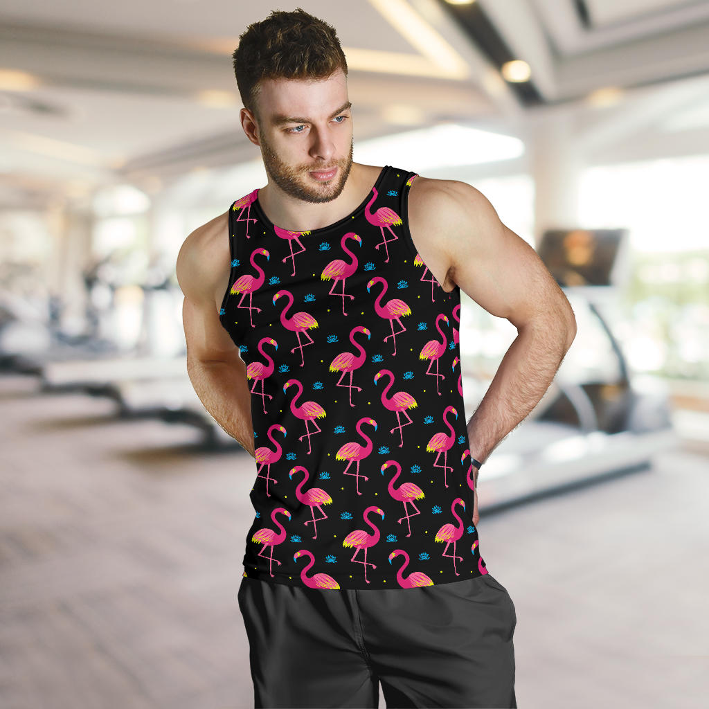Flamingo Pink Neon Print Pattern Men Tank Top