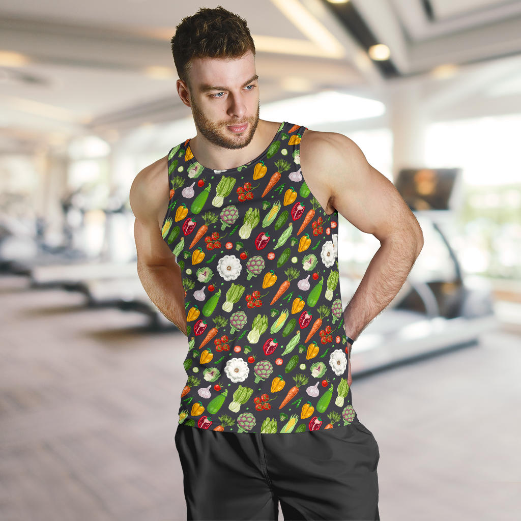 Vegan Pattern Themed Design Print Men Tank Top