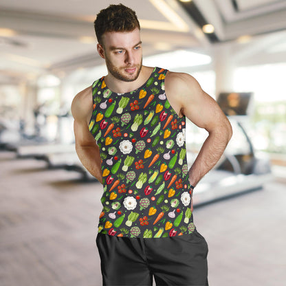 Vegan Pattern Themed Design Print Men Tank Top
