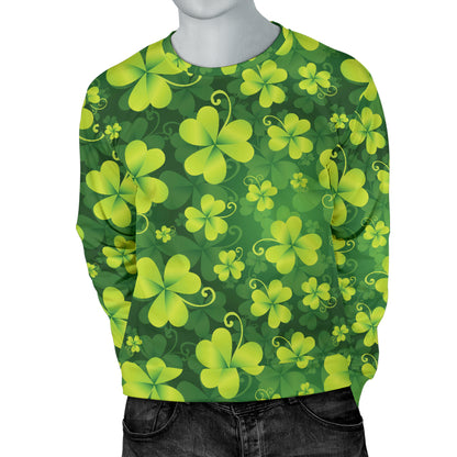 Shamrock Clover Print Men Long Sleeve Sweatshirt
