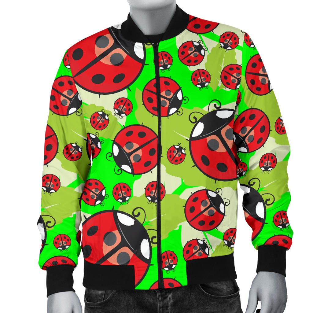 Ladybug with Leaf Print Pattern Men Bomber Jacket