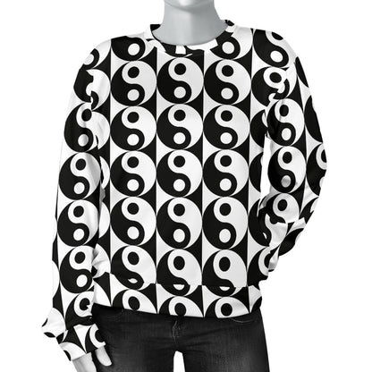 Yin Yang Classic Pattern Design Print Women Long Sleeve Sweatshirt