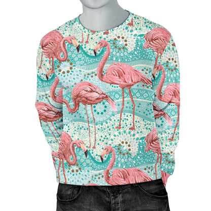 Flamingo Background Themed Print Men Long Sleeve Sweatshirt
