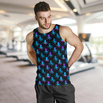 Octopus Blue Design Print Themed Men Tank Top