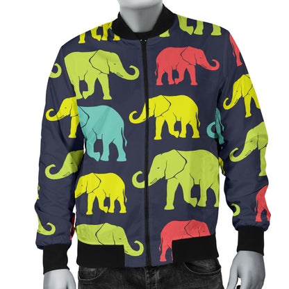 Elephant Neon Color Print Pattern Men Bomber Jacket