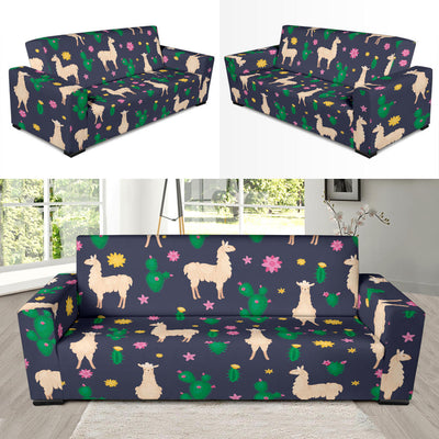 Llama Cactus Pattern Print Design 012 Sofa Slipcover