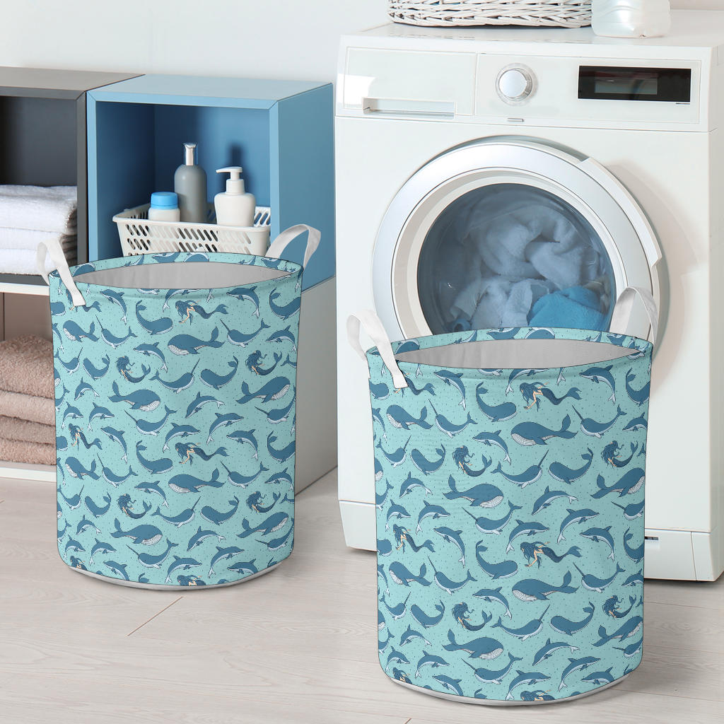 Narwhal Themed Print Laundry Basket