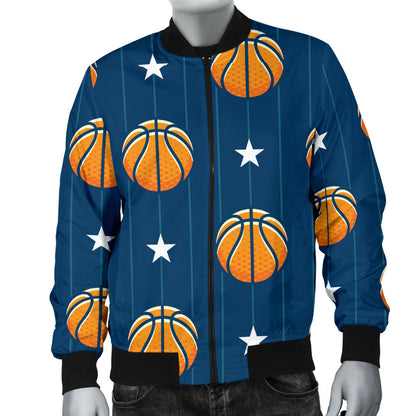 Basketball Star Print Pattern Men Bomber Jacket