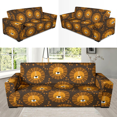 Lion Cartoon Pattern Print Design 01 Sofa Slipcover