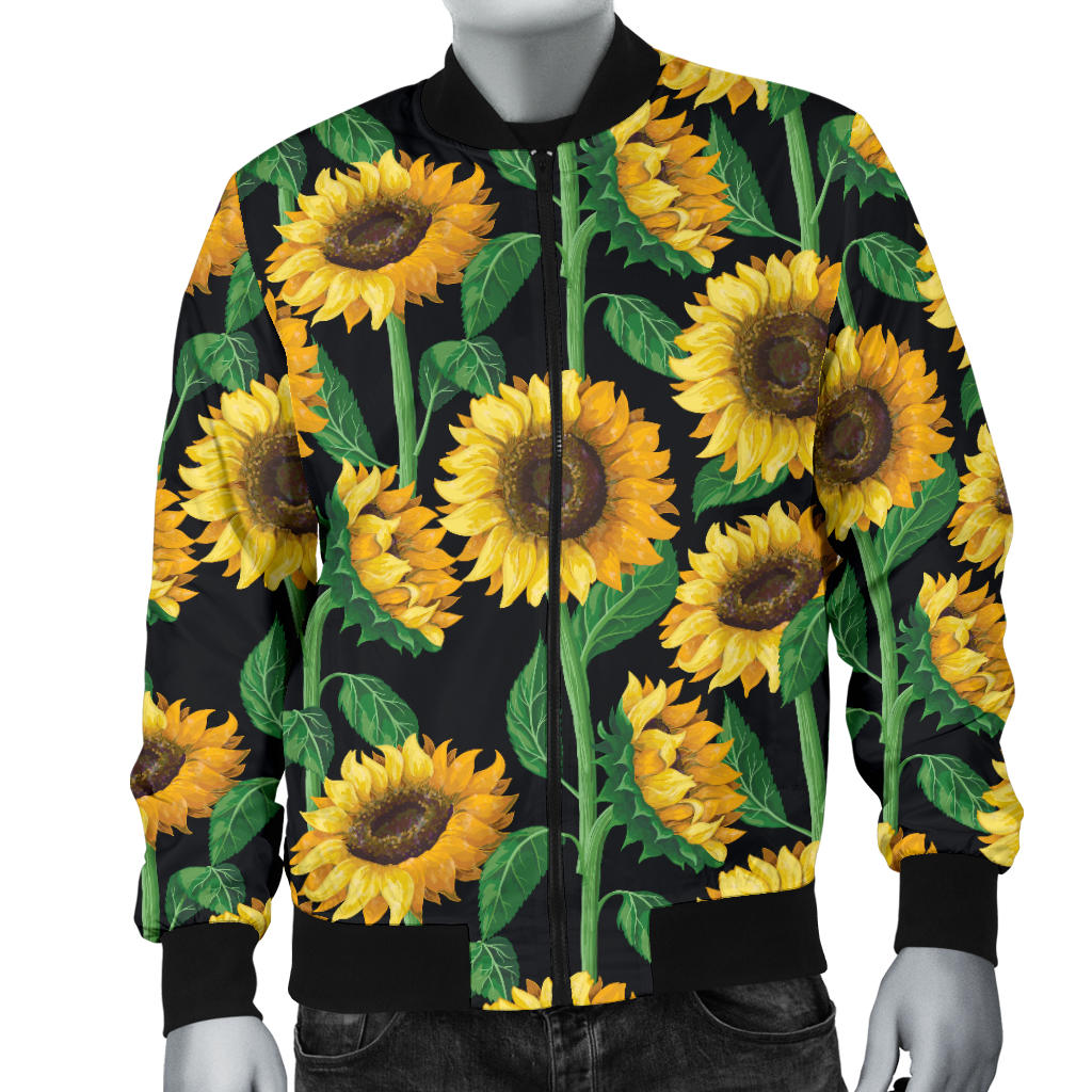 Sunflower Realistic Print Pattern Men Bomber Jacket