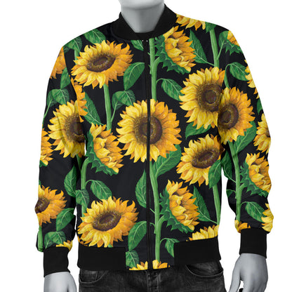 Sunflower Realistic Print Pattern Men Bomber Jacket