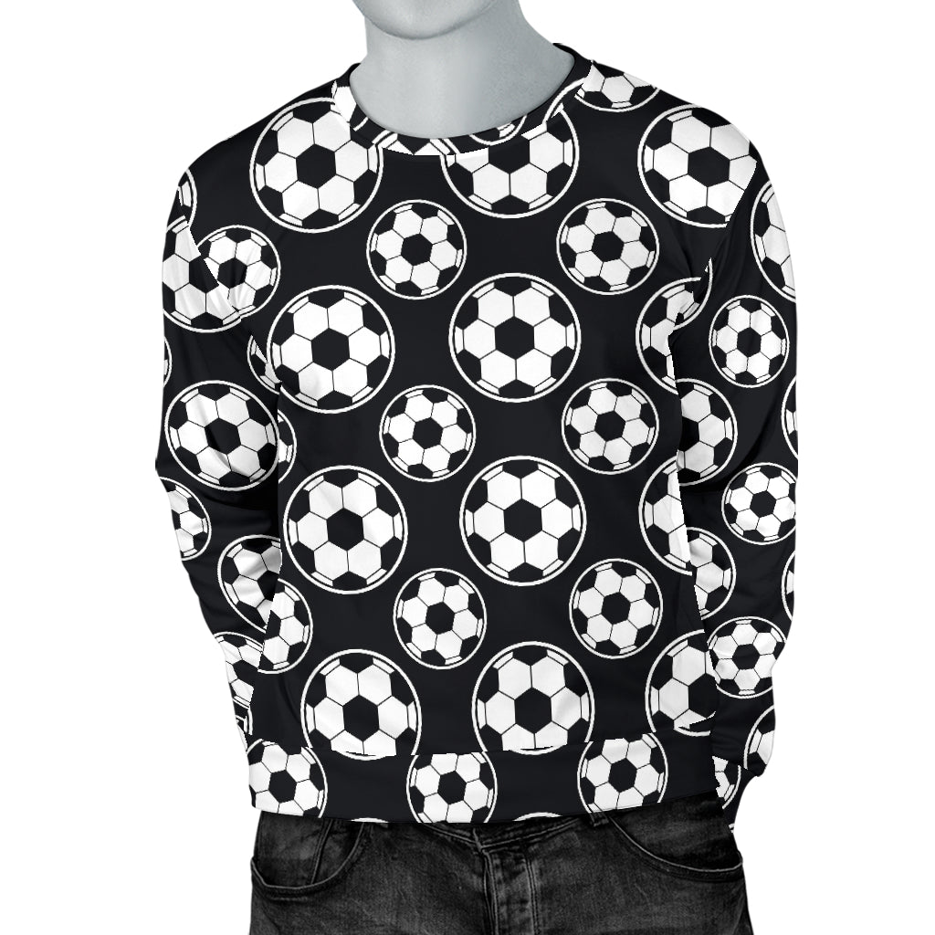 Soccer Ball Black Print Pattern Men Long Sleeve Sweatshirt