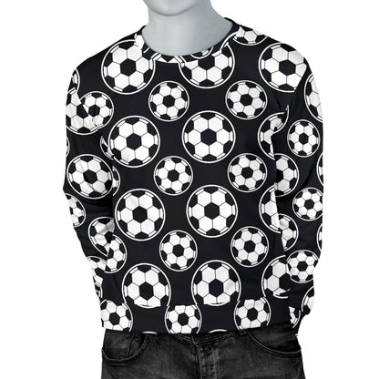 Soccer Ball Black Print Pattern Men Long Sleeve Sweatshirt