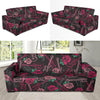 Bass Guitar Pink Rose Pattern Print Design 01 Sofa Slipcover