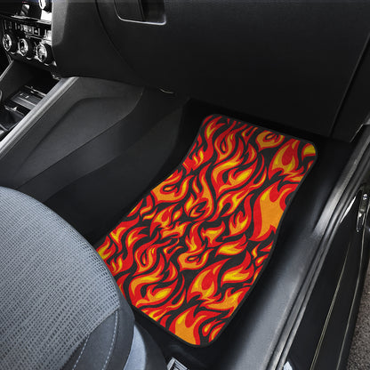 Flame Fire Print Pattern Car Floor Mats Front Back