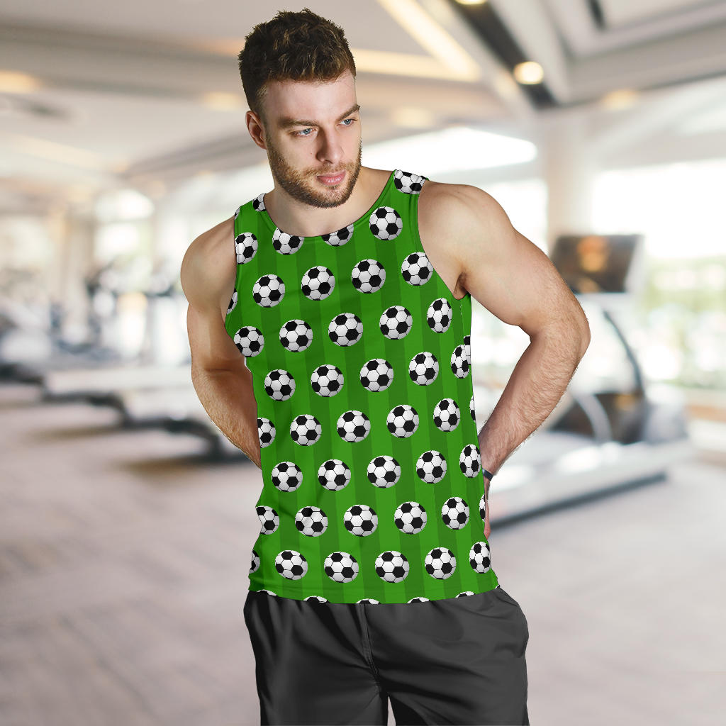 Soccer Ball Green Backgrpund Print Men Tank Top