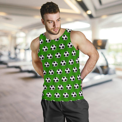 Soccer Ball Green Backgrpund Print Men Tank Top