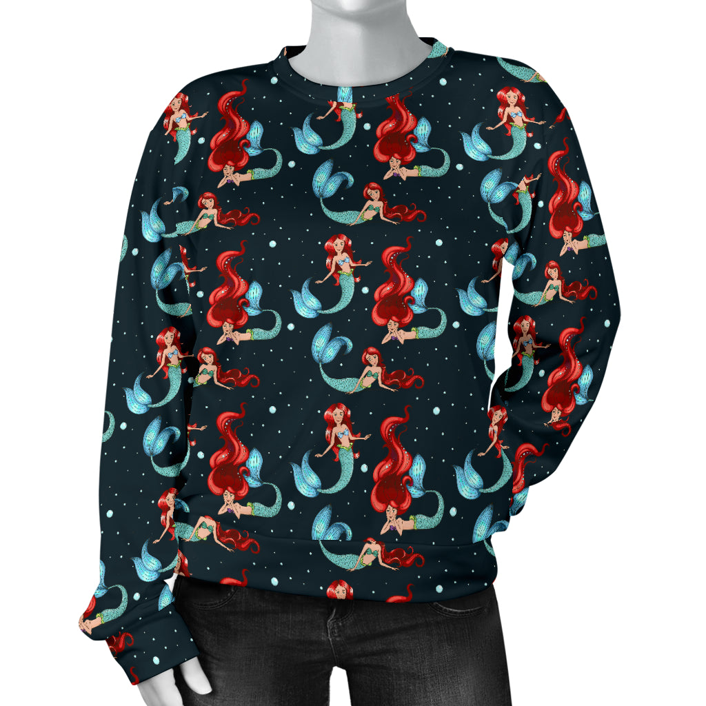 Mermaid Girl Themed Design Print Women Long Sleeve Sweatshirt