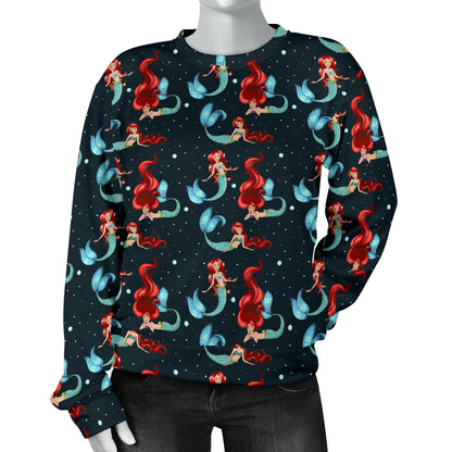 Mermaid Girl Themed Design Print Women Long Sleeve Sweatshirt