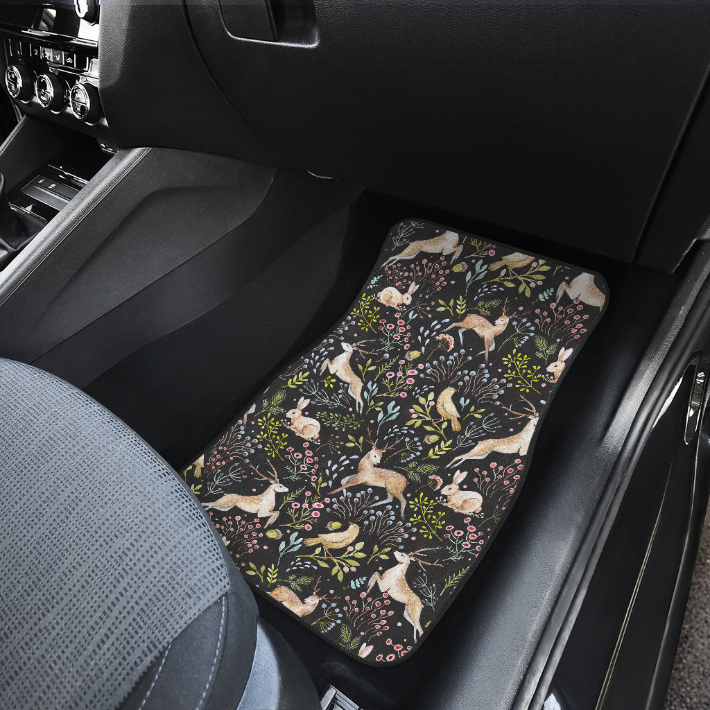 Deer Floral Jungle Car Floor Mats Front Back
