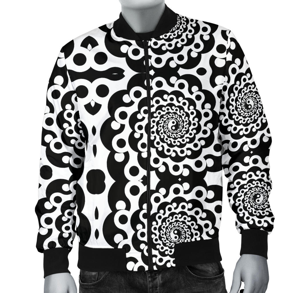 Yin Yang Spiral Design Print Men Bomber Jacket