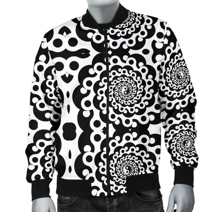 Yin Yang Spiral Design Print Men Bomber Jacket