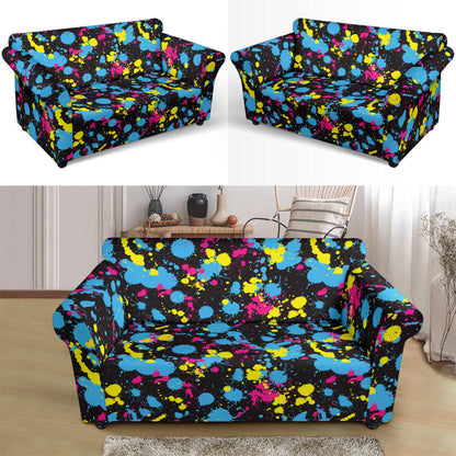 Splatter Colorful Print Design LKS301 Loveseat Couch Slipcover